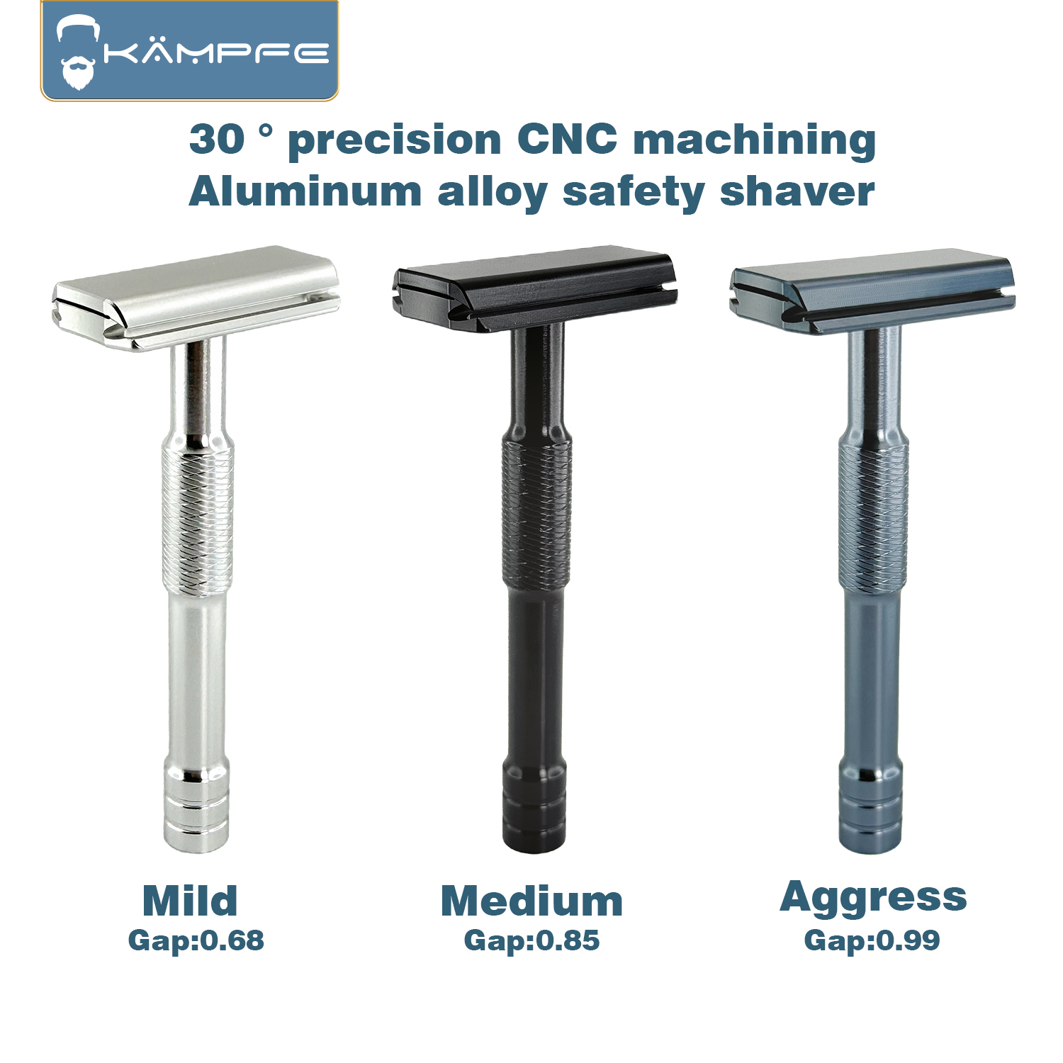 Safety Razor Handle - Бритва KAMPFE CNC с закрытым лезвием,