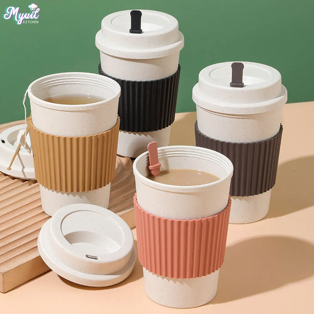 Reusable Straw - 450 мл кофейные чашки с крышками,